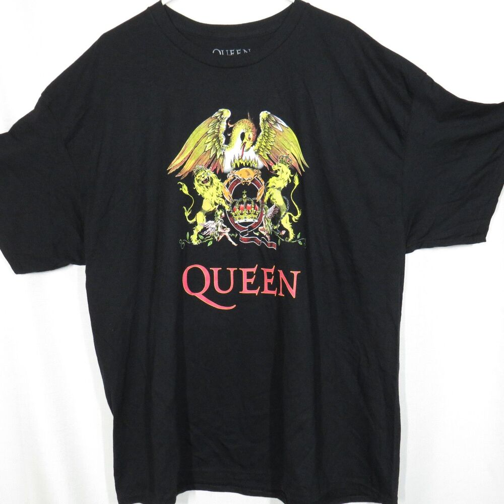 Queen Crest Graphic Black Cotton Band Tee Unisex Adult Size 3XL